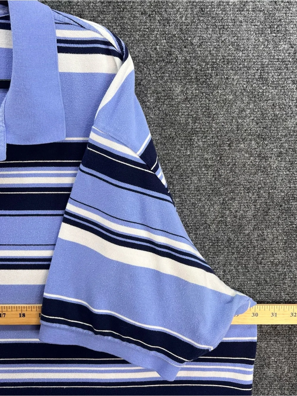 Polo Ralph Lauren Polo Shirt Mens 4XB Blue Striped Cotton Pique Pony Logo Preppy